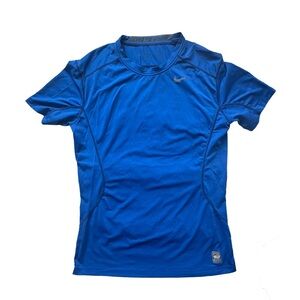 Nike Mens Small Blue Polyester Blend Short Sleeve Pro Combat Shirt